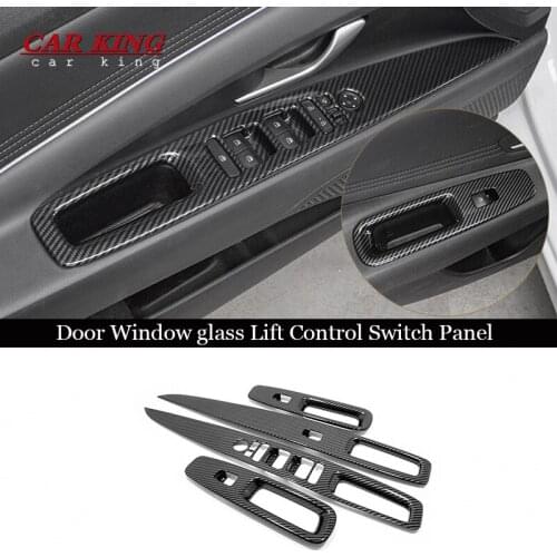 For Hyundai Elantra CN7 2020 2021 Accessories ABS Carbon fiber Car Door Window glass Lift Control Switch Panel Cover Trim 4pcs