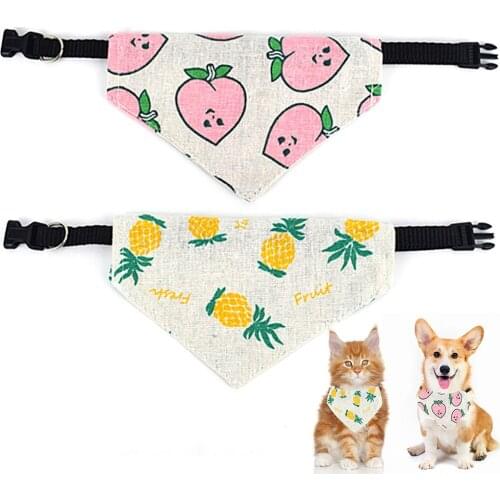2pcs Cat Dog Bandana Bibs Cute Cartoon Fruit Printing Scarf Collar Adjustable Pet Neckerchief Scarf Saliva Towel For Cats Dogs