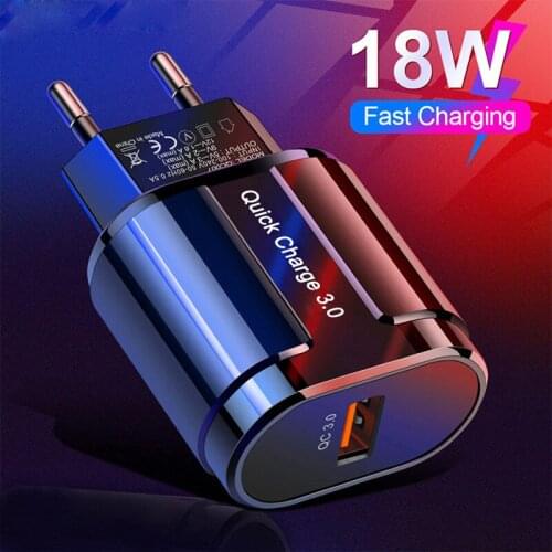 3A Quick Charge 3.0 USB Charger For iPhone 11 Pro 8 EU Wall Mobile Phone Charger Adapter QC3.0 Fast Charging For Samsung Xiaomi