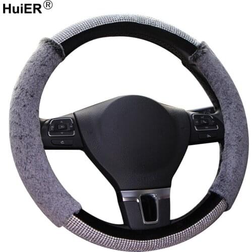 Car Steering Wheel Cover Plush Stitching Artificial Diamond Fashion Personality For Girl Women Auto Braid on the Steering Wheel