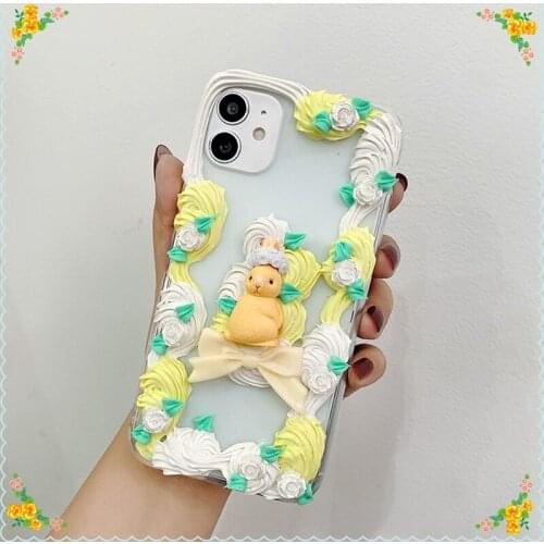 Handmade For Samsung galaxy s21plus case 3D Cartoon flower rabbit s20FE Kawaii phone shell s10/s20+ DIY cream cover note20 ultra