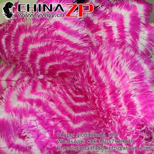 CHINAZP Factory Size 70-75cm (28-30") 50pcs/lot Beautiful Party Table Decoration Hot Pink and White Striped Ostrich Feather