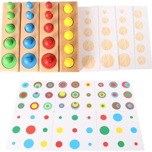 Montessori Wooden Blocks Puzzle Math Sorting Stacking Number Counting Board Cylinder Game Set of Toys