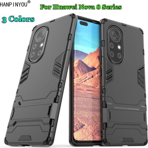 For Huawei Nova 8 SE Pro 5G Hybrid Soft TPU + Hard PC Dual Layer Armor Case Shockproof Bumper Stand Holder Cover Shell