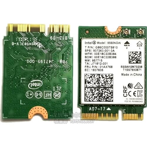 For Intel AC 9560 9560NGW NGFF Card Wifi 9560AC 8020.11ac For Bluetooth 5.0 Dual Band 1.73Gbps For LENOVO Y7000 Y7000P P1X1