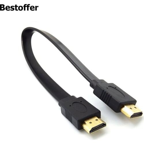 Full HD Short HDMI Male to Male Plug Flat Cable Cord for Audio Video HDTV TV PS3 Audio Cable 30CM