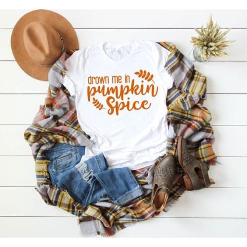 Drown me in Pumpkin Spice T-Shirt Pumpkin Spice Shirt Halloween Fall Gray Clothing Tee Summer Stylish Crewneck Drop Ship