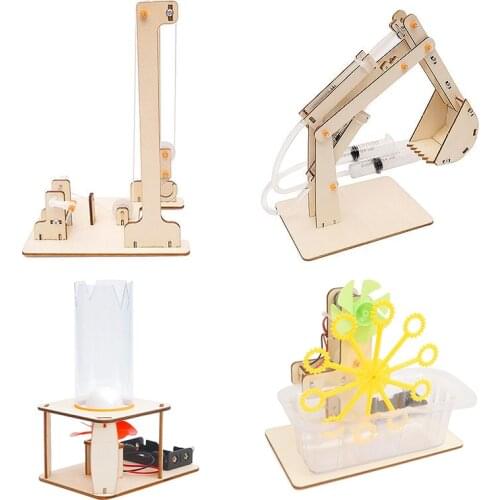 STEM Toys for Children Educational Science Experiment Technology Toy Set DIY Hydraulic Excavator Model Puzzle Painted Kids Toys