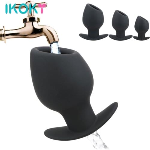 IKOKY Hollow Anal Plug Soft Speculum Prostate Massager Butt Plug Enema Sex Toys For Woman Men Anal Dilator Sex Products