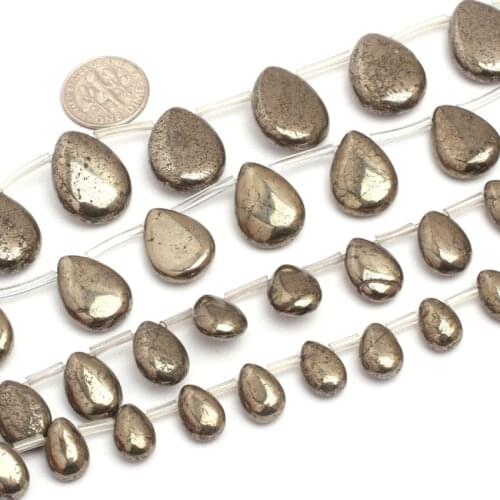 Teardrop Irony Gray Pyrite Beads Natural Stone Bead DIY Bead For Jewelry Making Strand 15 Inches Wholesale