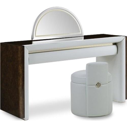 Italian postmodern dresser stool combination bedroom light luxury makeup table leather dresser custom
