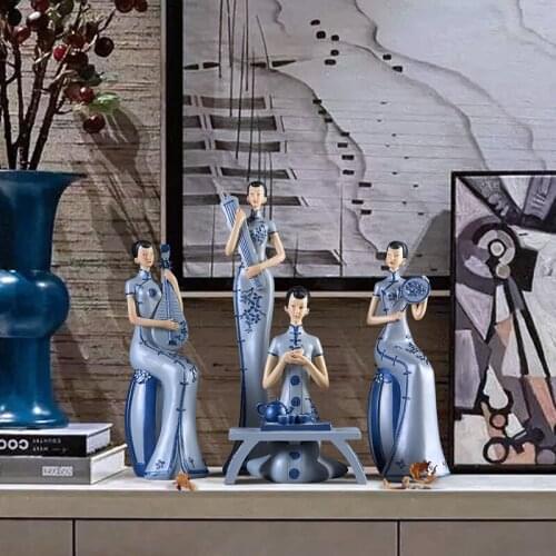 Creative Chinese Featured character Retro Classical lady Home interior living room decoration Resin room decoration accessories