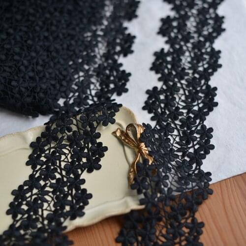 AHYONNIEX Lace accessories black mesh embroidery lace for dress skirt material for clothing doll accessories 8CM X 1 Meter