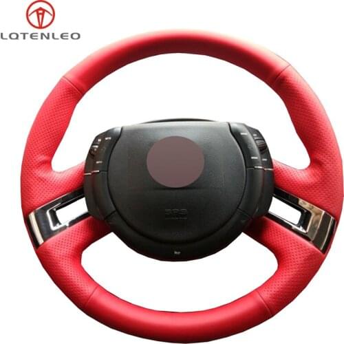 LQTENLEO Red Genuine Leather DIY Hand-stitched Car Steering Wheel Cover For Citroen C4 Picasso C-Quatre 2007-2016