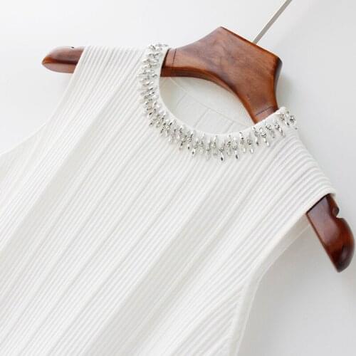 Sleeveless Camisole Womens Top Sexy Underwear Thin Knit Basic Vest Spring Summer Beading Tank Top Korean Style Women Shirt