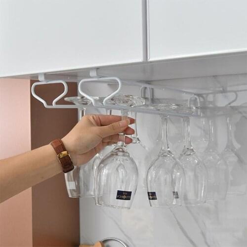 Metal Wine Glass Rack Under Cabinet Paper Coffee Cup Holder Storage 6 Hook Hanger Rack Metal Organizer