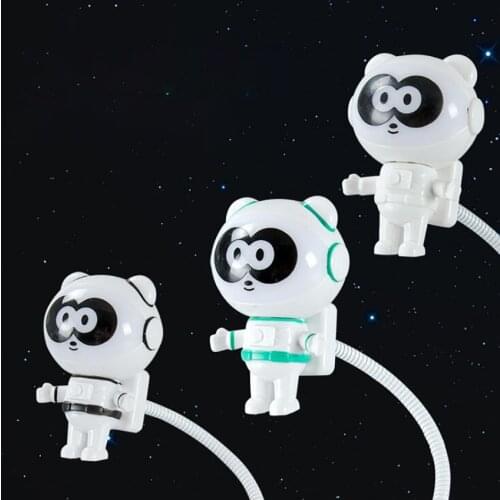 Cute Spaceman Night Light Mini Desktop Computer Table Lamps USB Rechargeable Book Lights Panda LED Bedside Night Lamp Gifts