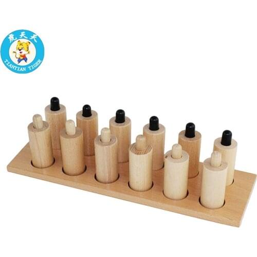 Montessori Baby Sensorial Toys Pressure Cylinders 6 Pairs Of Wooden Cylinders With Different Spring Pressures