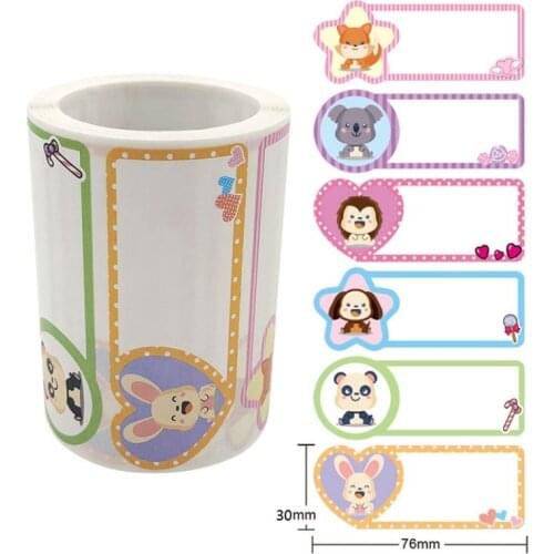 250pcs/roll Cute Panda Animals Reward Sticker Handwritten name 6 Designs Encourage Labels for Kids Toy Stickers