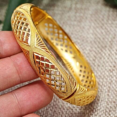 New Fashion Dubai Arab Gold Color Wedding Bangles for Women Bride Bracelets Ethiopian/france/African/Dubai Jewelry gifts