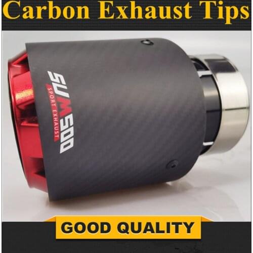 New cool design carbon fiber + balck stainless steel + plated red modified car muffler exhaust pipe tips