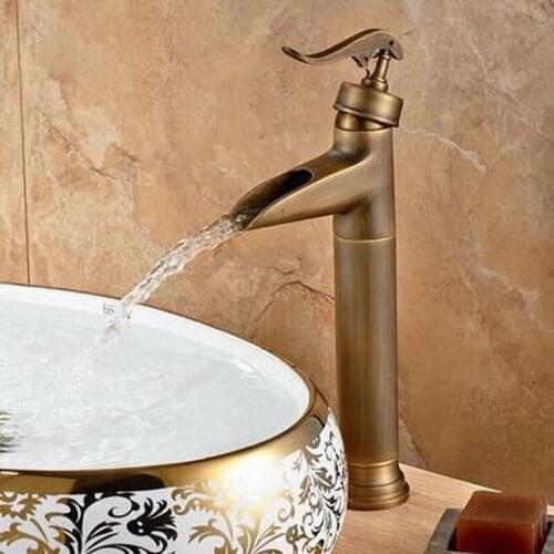 NEW "Water Pump Look" Style Antique Brass Single Lever Handle One Hole Bathroom Vessel Sink Basin Faucet Mixer water Taps aan038