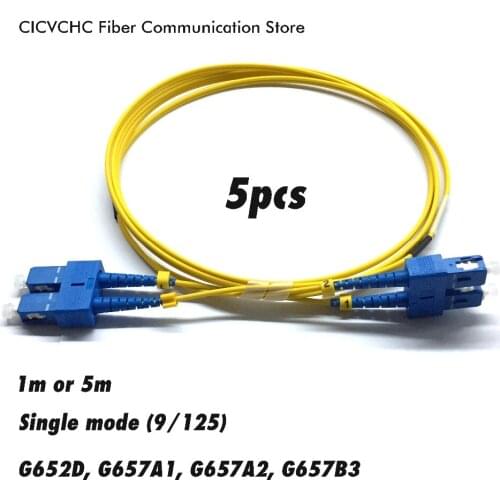 5pcs Duplcs CSC/UPC-CSC/UPC Fiber Patchcord-SM(9/125) G652D, G657A1, G657A2 or G657B3-1m, 5m-2x3.0mm Cable / Jumper