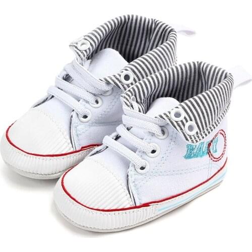 Newborn Baby Boys Canvas Shoes Soft Sole Antiskid Infant Shoes For Boys Baby High Shoes Firstwalkers F180