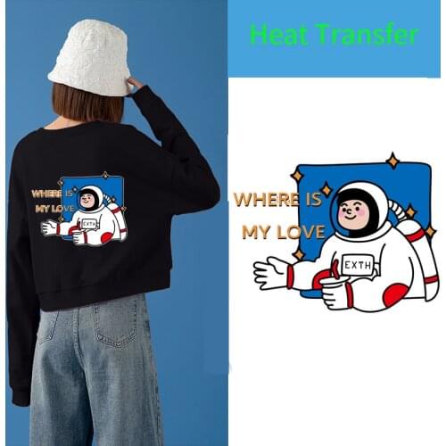 Planet astronaut space iron on transfers for clothing heat thermal vinyl transfer patches iron sticker Cartoon universe stickers