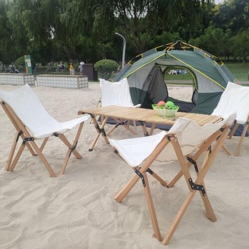 Wooden Chair Picnic Travel Outdoor Portable Beech for Garden Beach & Camping