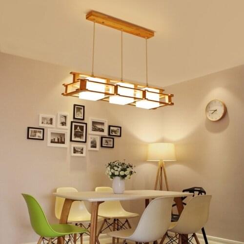 Simple Chandelier Individual Creative Restaurant Log Lamp Nordic Solid Wood LED Chandelier Modern Wood Lamp
