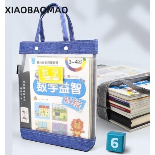 A4 Simple Solid Color Transparent Mesh file bag School Student Large Capacity Pen Box File Folders Stationery Storage Bag