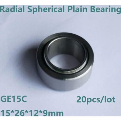 20pcs/lot GE15C GE15UK 15mm 15×26×12×9mm Radial Shaft Spherical Plain Bearing with Self-Lubrication 15*26*12*9mm