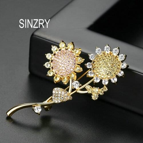 SINZRY NEW colorful shinning cubic zirconia sunflower elegant brooches pin lady costume jewelry accessory
