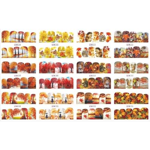 UPRETTEGO 12 PACKS / LOT NAIL ART BEAUTY WATER DECAL SLIDER NAIL AUTUMN SEASON LEAVES MAPLE RED LEAF FALL VIEW BN505-516