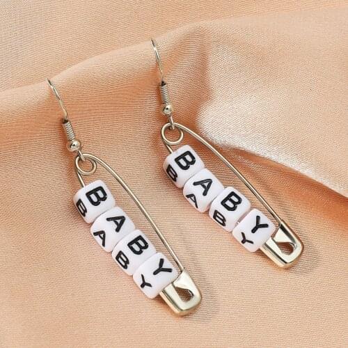 LATS Punk Paper Clip Dangle Earrings for Women Men Trendy Square Letter Long Drop Earring Korean Fashion Jewelry Accessories