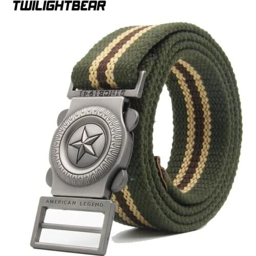 High Quality Canvas Belt Men Women 110/120/140cm Metal Buckle Military Thicken Casual Belt brand clothing Knitted belt HEC2