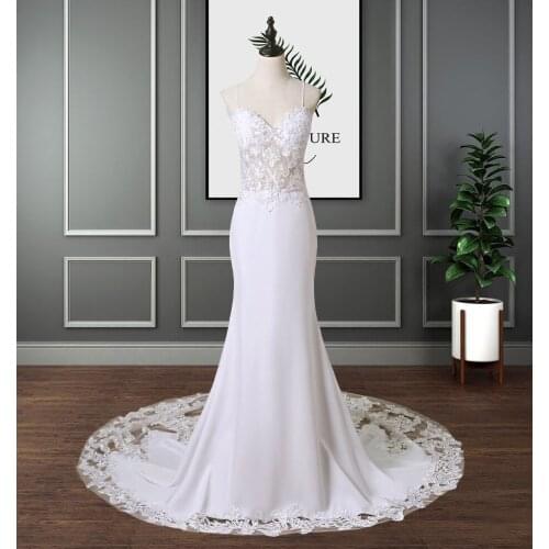 Real Photo Sexy Lace Wedding Dress With Train Zipper Mermaid/Trumpet Vestido De Novia Sweetheart Woman Wedding Dresses Gown 2021