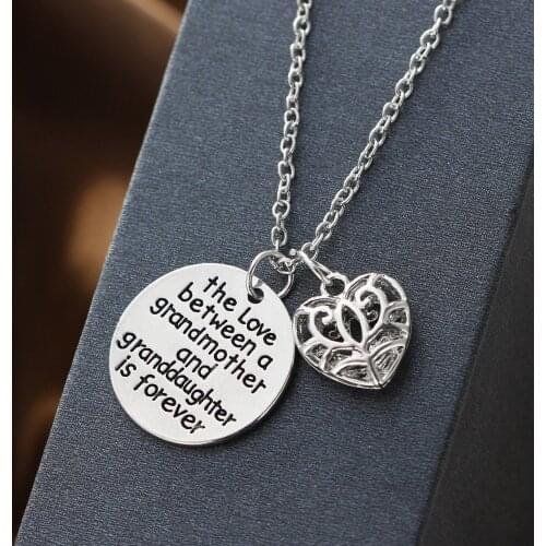 The Love Between Grandmother And Granddaughter Is Forever Heart Family Women Pendant Necklace Chain Grandma Gifts