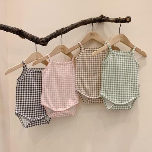 Korea childrens wear baby cute plaid vest clothes online baby thin halter top baby clothes kids summer clothes