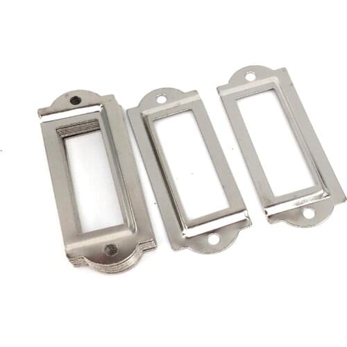 10PCS Furniture Cabinet Drawer Box Case Iron Metal Tag Label Frame File Name Card Holder silver Color 60x24mm