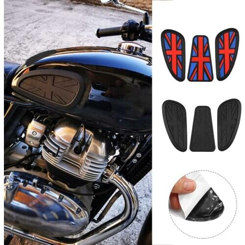 2/3PCS 3D Retro Motorcycle Cafe Racer Gas Fuel Tank Rubber Sticker Protector Side Tank Knee Grip Pad Grip Decal Sticker