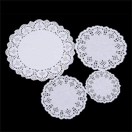 200PCS Home Party Birthday Kitchen Lace Paper Doilies/Doyley Mat Vintage Napkin Hollowed Cake Pad
