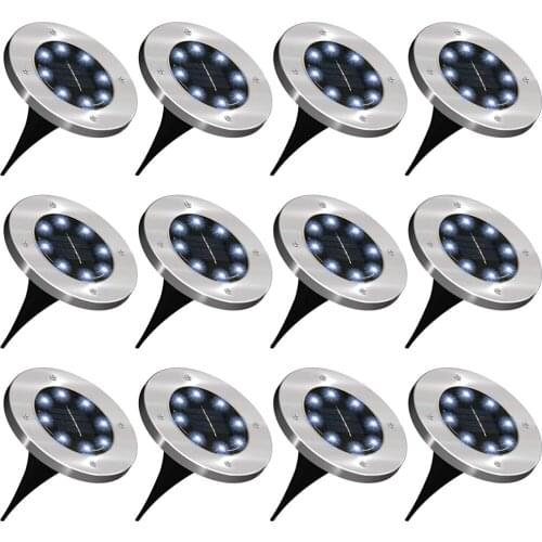 4/6/8/10pcs Solar Powered Disk Lights Outdoor Waterproof Garden Landscape Lighting for Yard Deck Lawn Patio Pathway Walkway LEDs