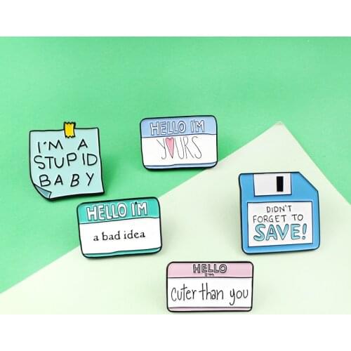 5 Options! New Design Pins Post-it note BAD IDEA A STUPID BABY Message Tickets Hard Disk Cartoon Lovely Gifts For Friends Kids