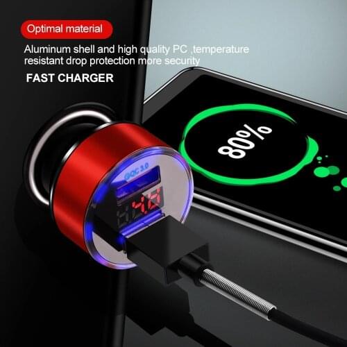 Car Charger Dual USB QC 3.0 LED Voltmeter for All Types of Mobile Phone Chargers Smart Dual USB Charging