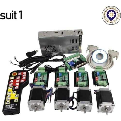 CNC suit 4-axis mach3 controller kit , Nema23 76mm 3A stepping motor + CNC 4-axis TB6600 stepping motor driver + mach3 handwheel