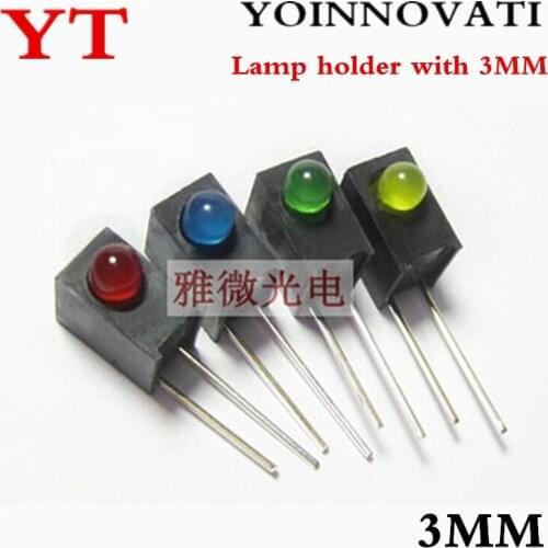 LED lamp LED hole black lamp holder with 3mm LED 90 degree curved legs red green yellow and blue Choose a color