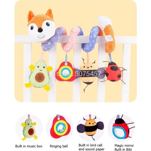 Baby Toys 0-12 Months Plush Rattle Crib Spiral Hanging Mobile Infant Newborn Stroller Bell Graphic Cognition Toys For Toddlers