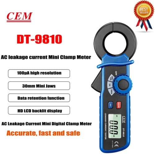 CEM DT-9810 AC Leakage Current Clamp Meter 0.1mA Resolution Electric Detector Automatic Clamp Meter Digital Display,New